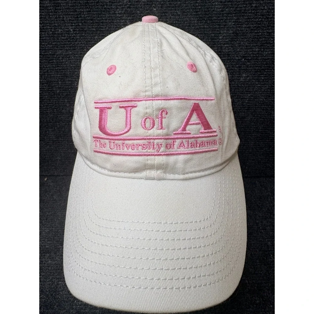 The Game University of Alabama Crimson Tide Hat White Pink Adjustable Dad Cap